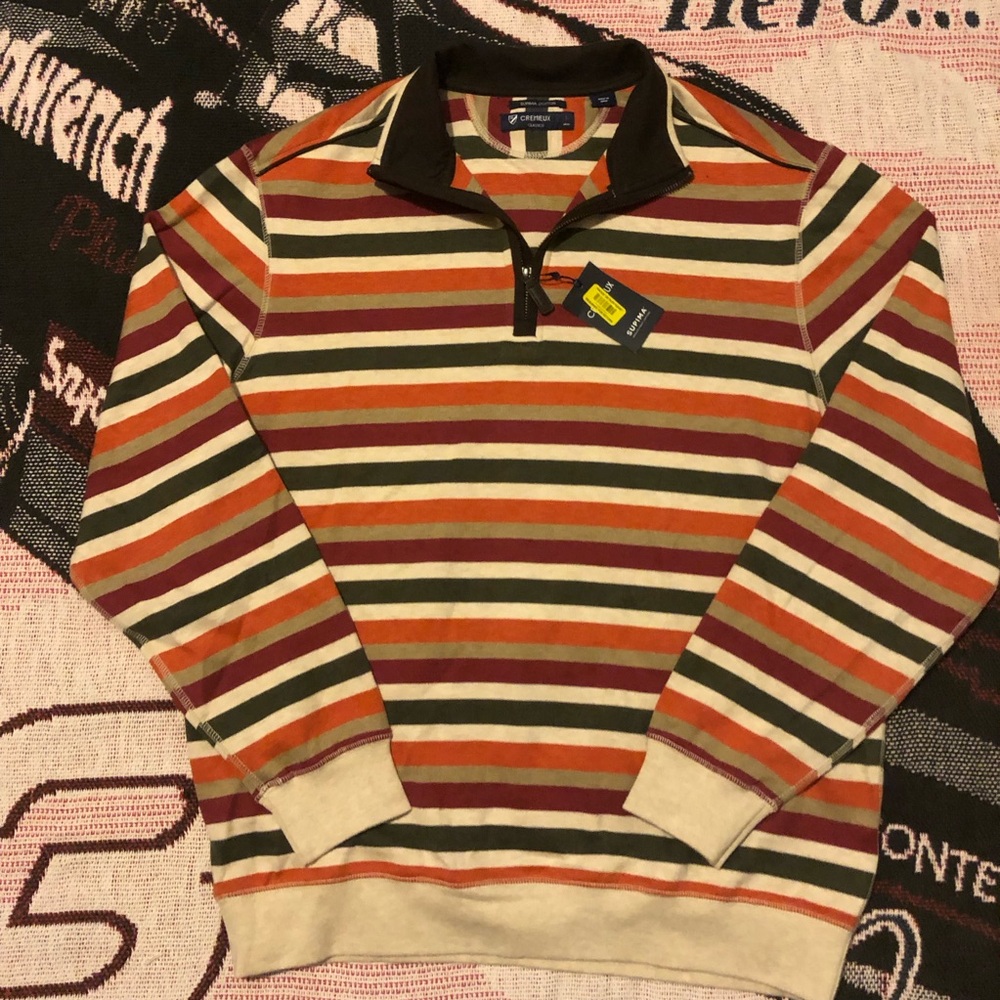 NWT Cremieux Striped Knit 1/4 zip Pullover sweater